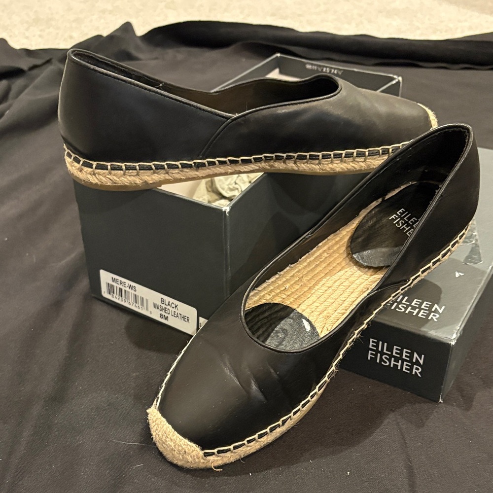 Eileen Fisher Black and Tan Espadrilles